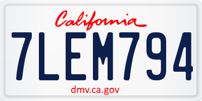 CA license plate 7LEM794