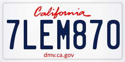CA license plate 7LEM870