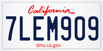 CA license plate 7LEM909