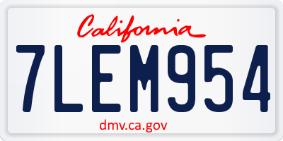 CA license plate 7LEM954