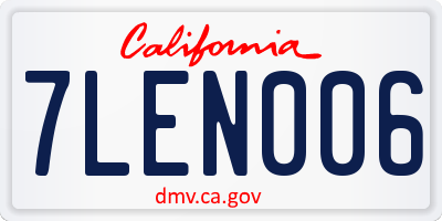 CA license plate 7LEN006