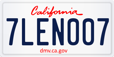 CA license plate 7LEN007