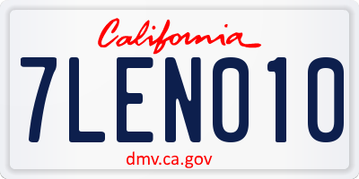 CA license plate 7LEN010