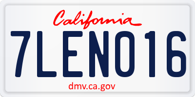 CA license plate 7LEN016