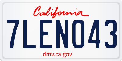 CA license plate 7LEN043