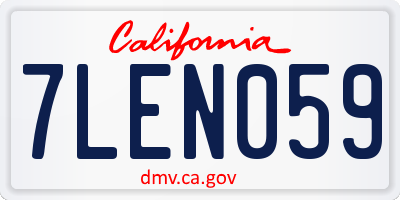 CA license plate 7LEN059