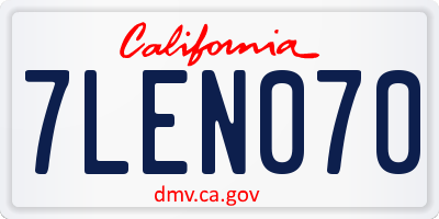 CA license plate 7LEN070