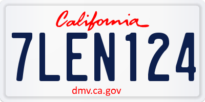 CA license plate 7LEN124