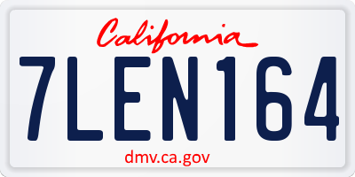 CA license plate 7LEN164