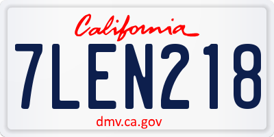 CA license plate 7LEN218