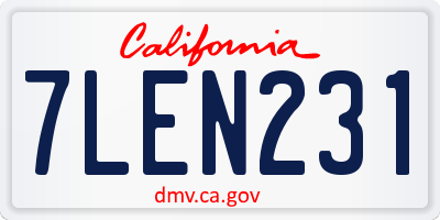 CA license plate 7LEN231