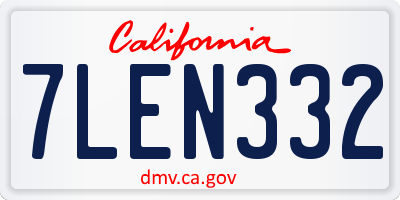CA license plate 7LEN332