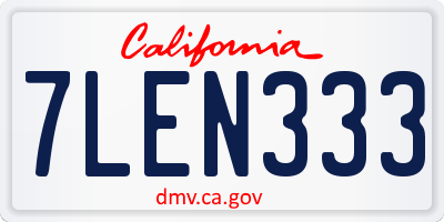 CA license plate 7LEN333