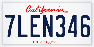 CA license plate 7LEN346