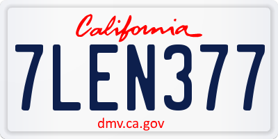CA license plate 7LEN377