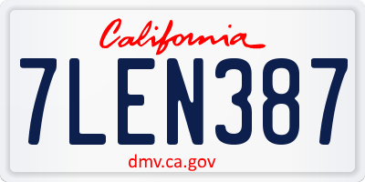CA license plate 7LEN387