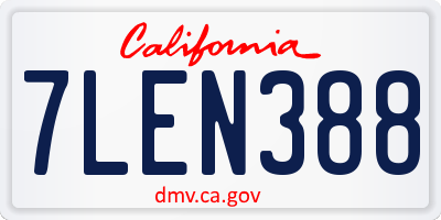 CA license plate 7LEN388