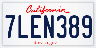 CA license plate 7LEN389