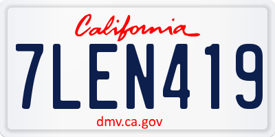 CA license plate 7LEN419