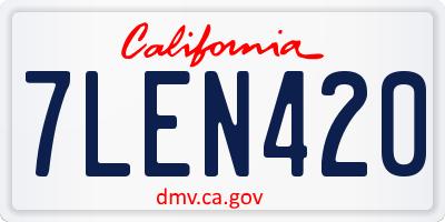 CA license plate 7LEN420