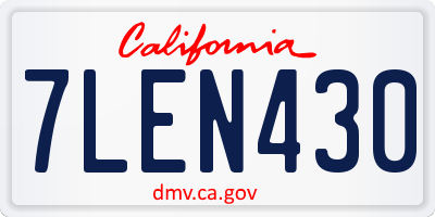 CA license plate 7LEN430