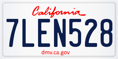 CA license plate 7LEN528