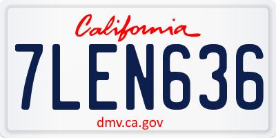 CA license plate 7LEN636