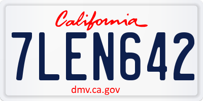 CA license plate 7LEN642
