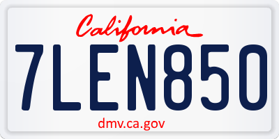 CA license plate 7LEN850