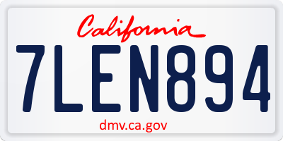 CA license plate 7LEN894