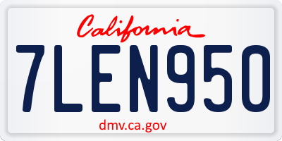 CA license plate 7LEN950