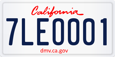 CA license plate 7LEO001