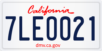 CA license plate 7LEO021