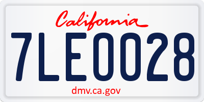 CA license plate 7LEO028