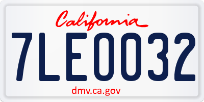 CA license plate 7LEO032