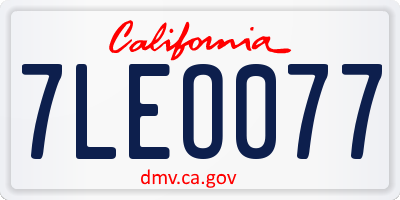 CA license plate 7LEO077