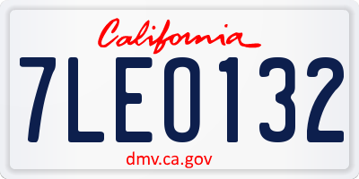 CA license plate 7LEO132