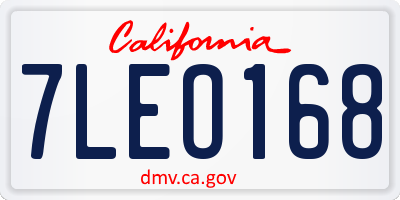 CA license plate 7LEO168