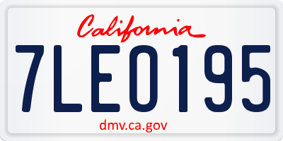 CA license plate 7LEO195