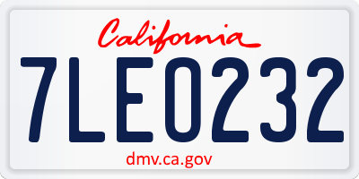 CA license plate 7LEO232