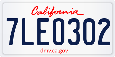 CA license plate 7LEO302
