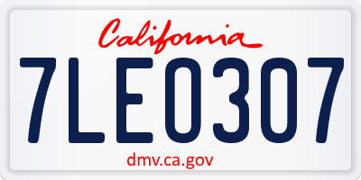 CA license plate 7LEO307