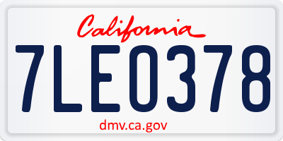 CA license plate 7LEO378