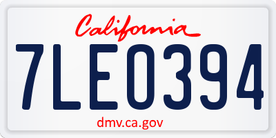 CA license plate 7LEO394