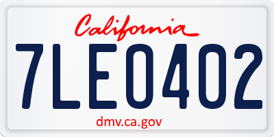CA license plate 7LEO402