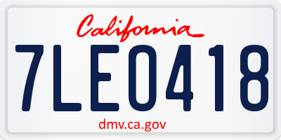 CA license plate 7LEO418