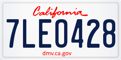 CA license plate 7LEO428