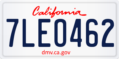 CA license plate 7LEO462