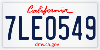 CA license plate 7LEO549