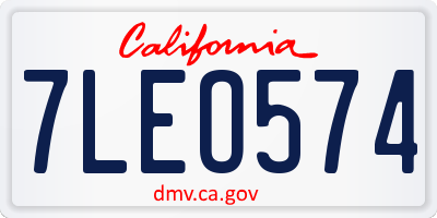 CA license plate 7LEO574
